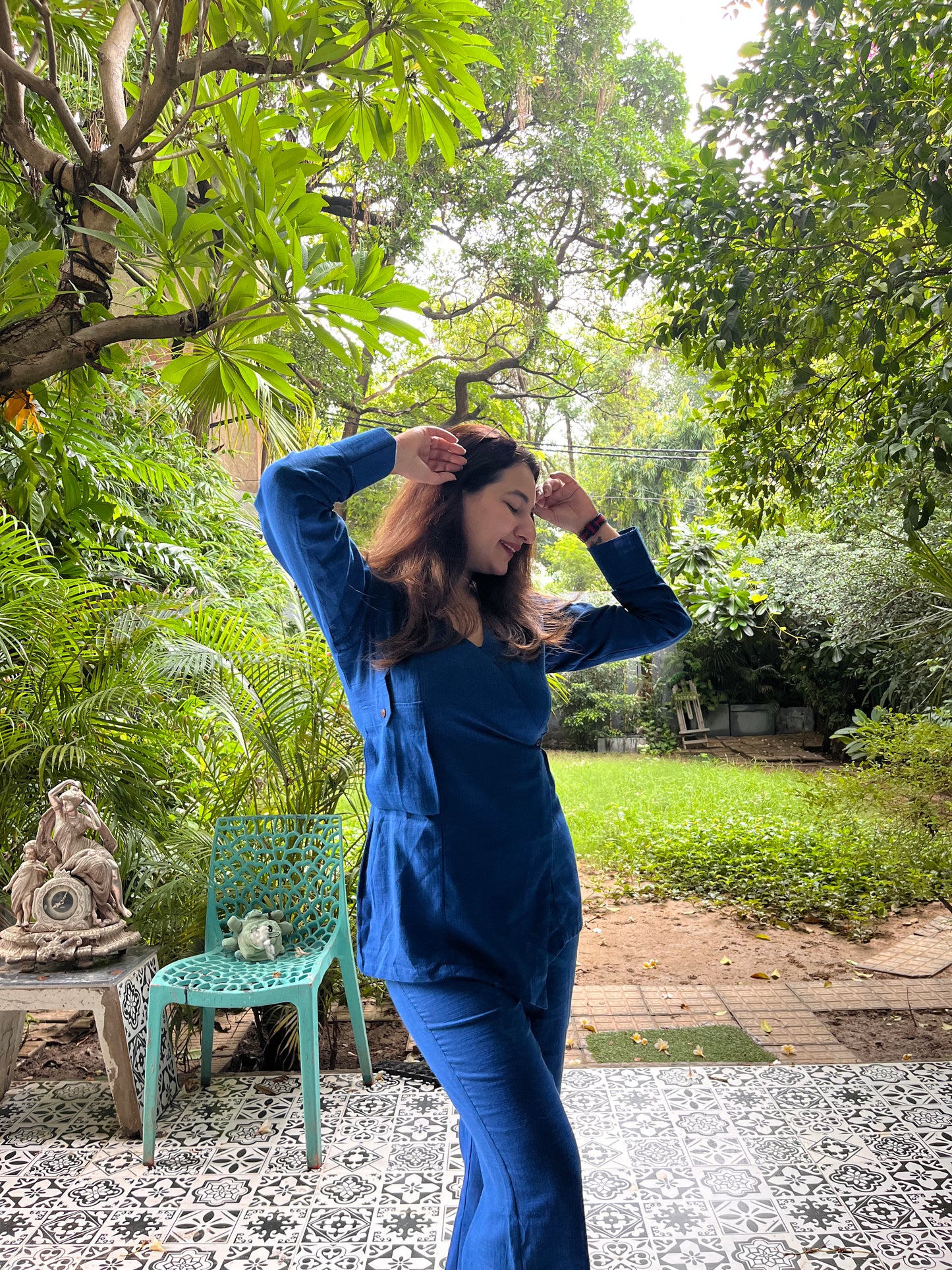 Midnight blue wrap style - 2pc co-ord set
