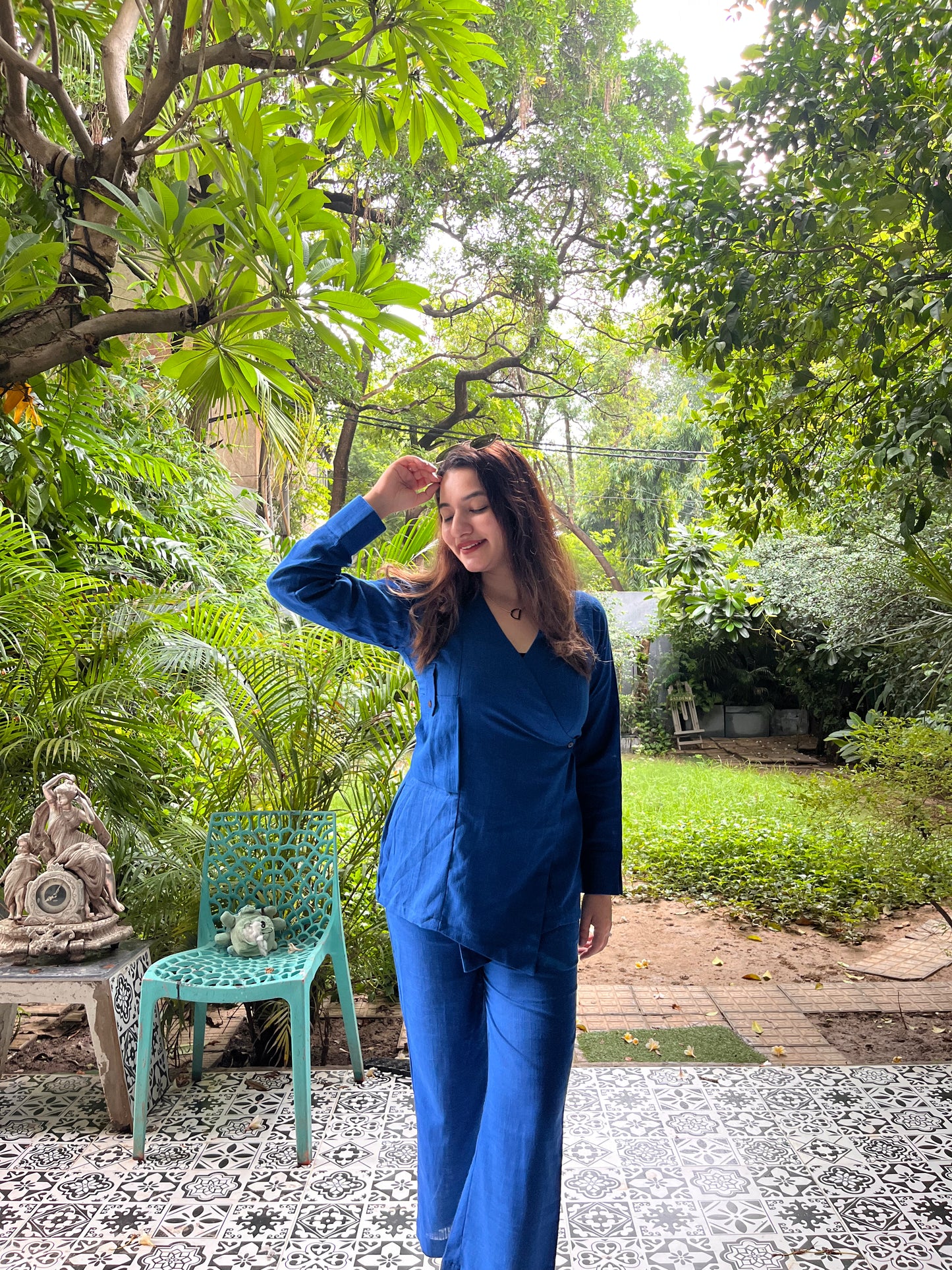 Midnight blue wrap style - 2pc co-ord set