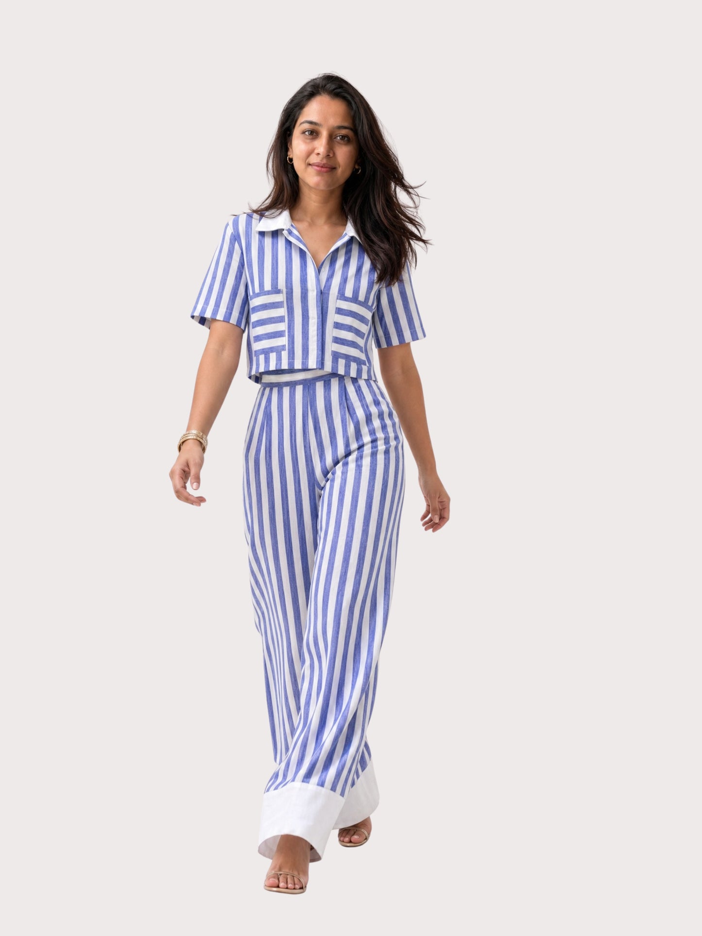 Santorini Striped Wide-Leg Trousers