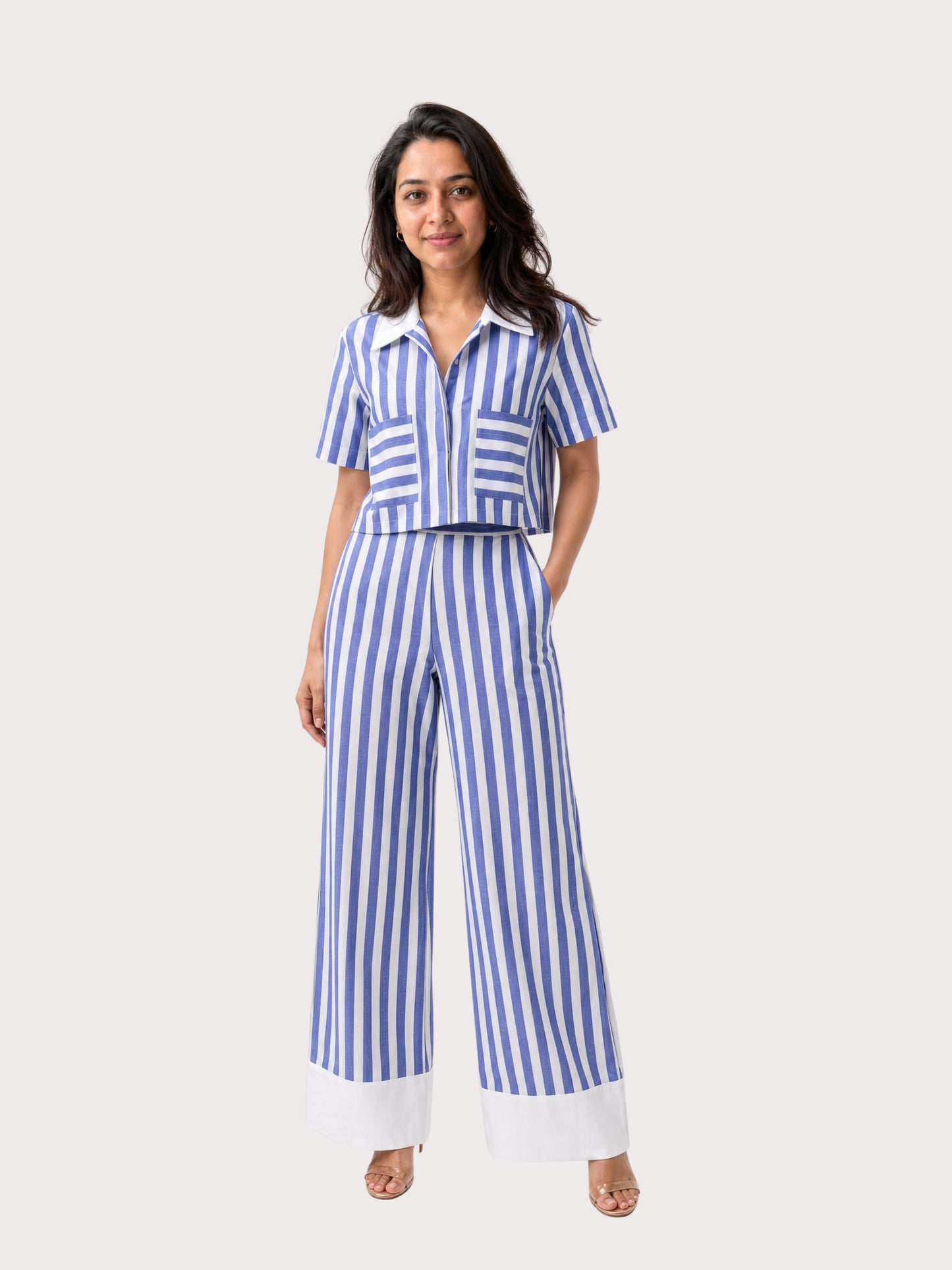 Santorini Striped Cropped Shirt
