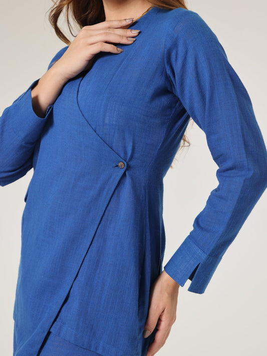 Cyan Origami Asymm Wrap Top - Missova