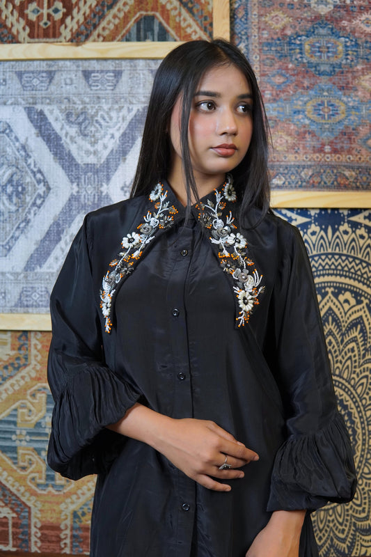 Long Collar Pant Set