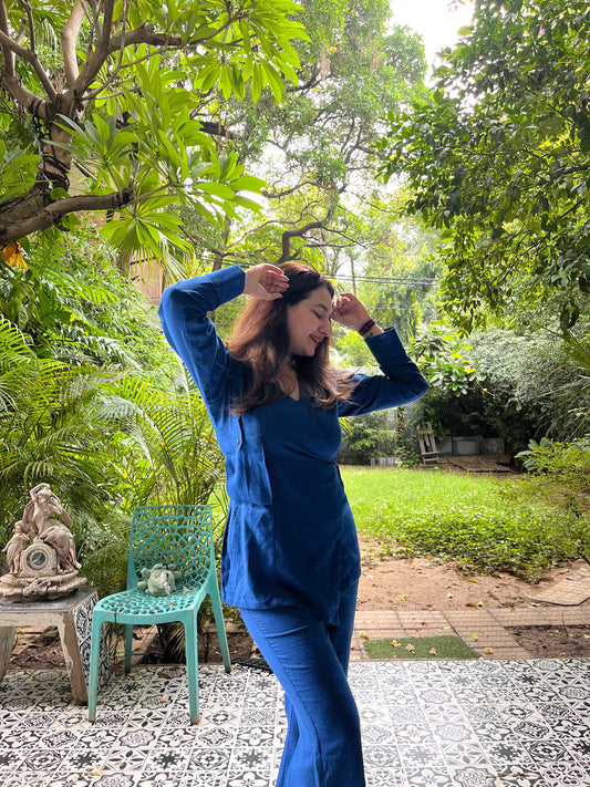 Midnight blue wrap style - 2pc co-ord set