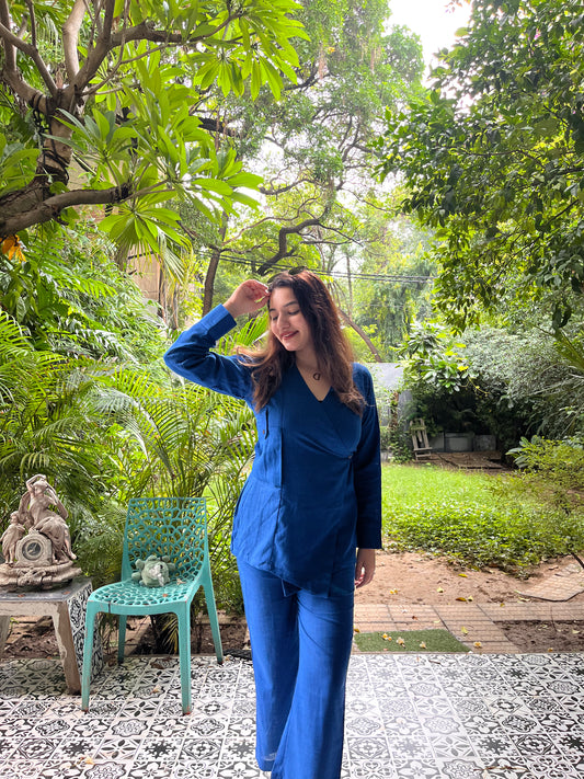 Midnight blue wrap style - 2pc co-ord set