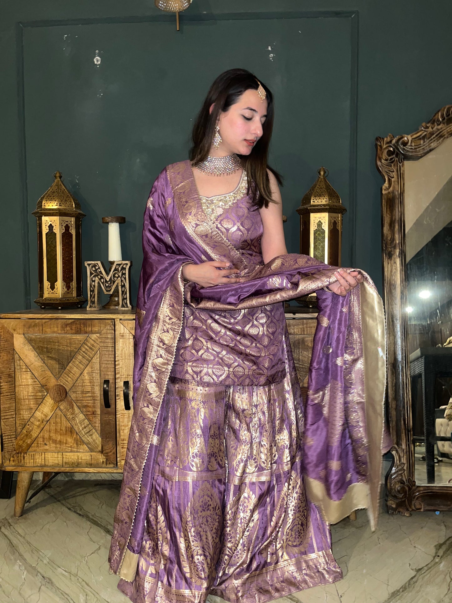 Zarqaa - 3 piece Banarasi silk suit