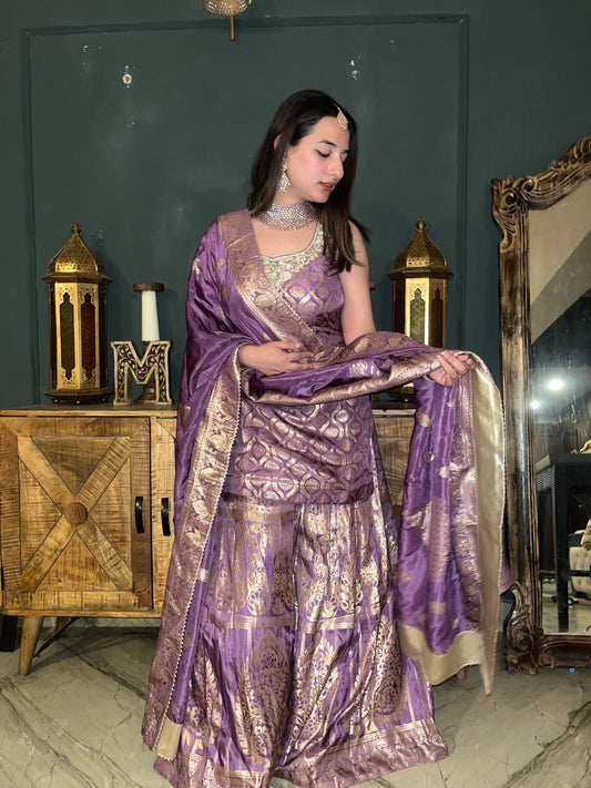 Zarqaa - 3 piece Banarasi silk suit