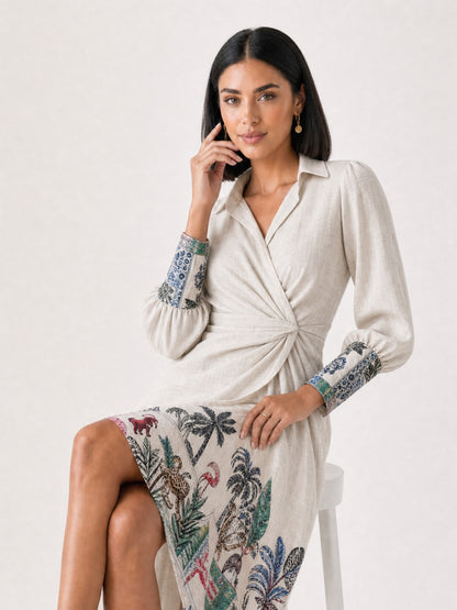 Oasis Relaxed Wrap Midi Dress
