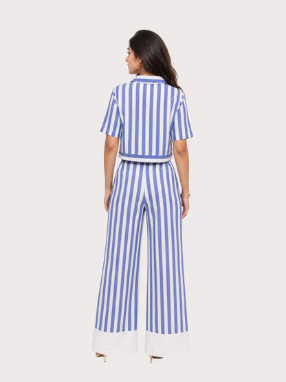 Santorini Striped Wide-Leg Trousers