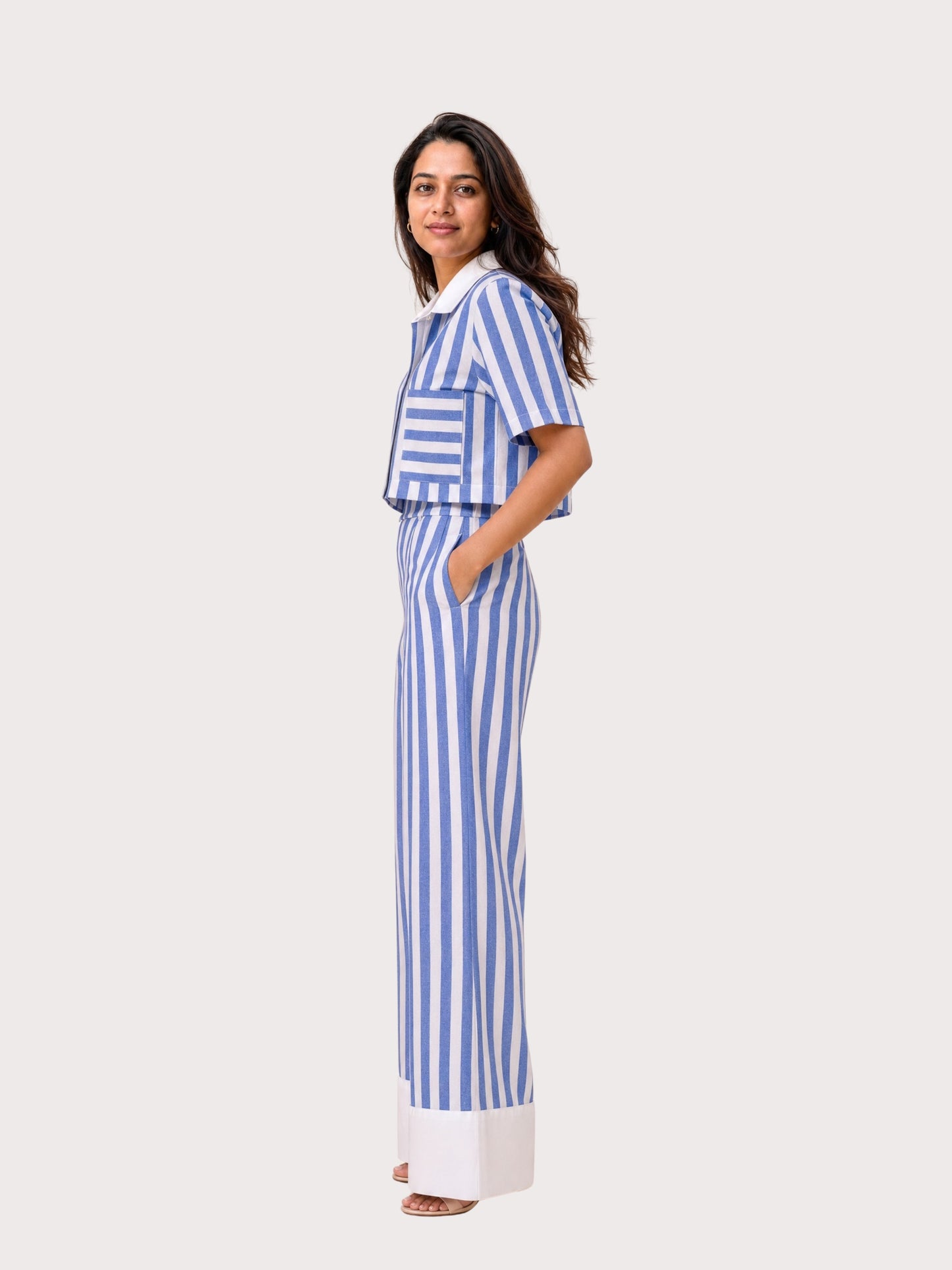 Santorini Striped Wide-Leg Trousers