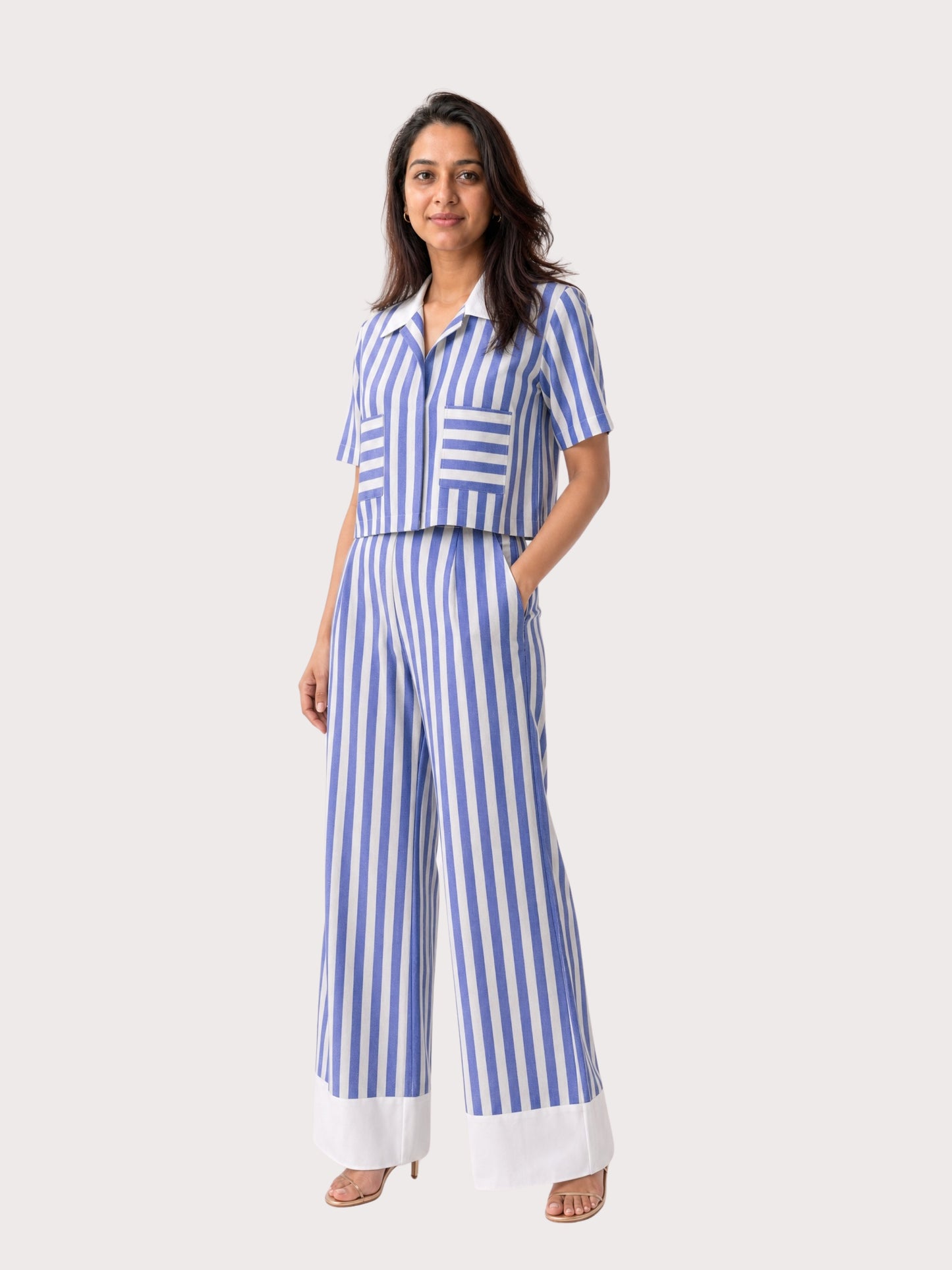 Santorini Striped Wide-Leg Trousers