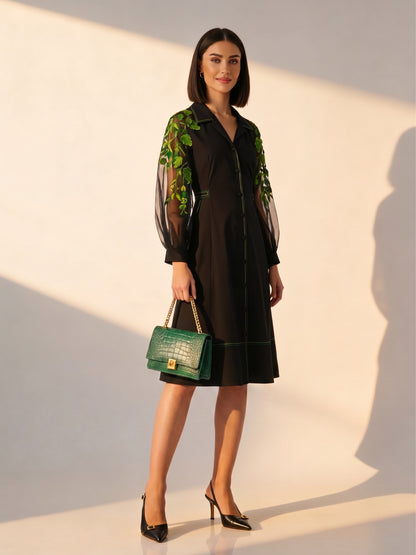 Eden Embroidered A-Line Midi Dress