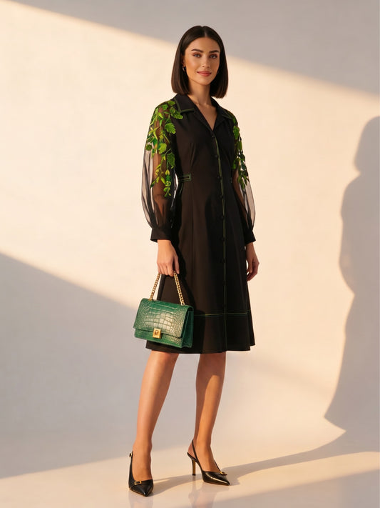 Eden Embroidered A-Line Midi Dress