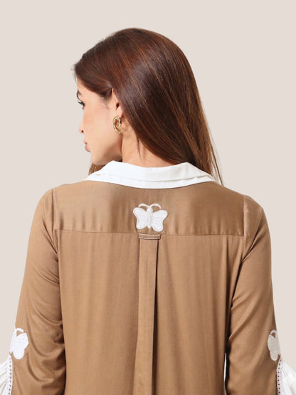Coffee Glow Relaxed A - Line Midi Dress - Missova