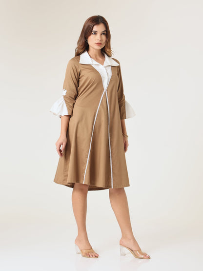 Coffee Glow Relaxed A - Line Midi Dress - Missova