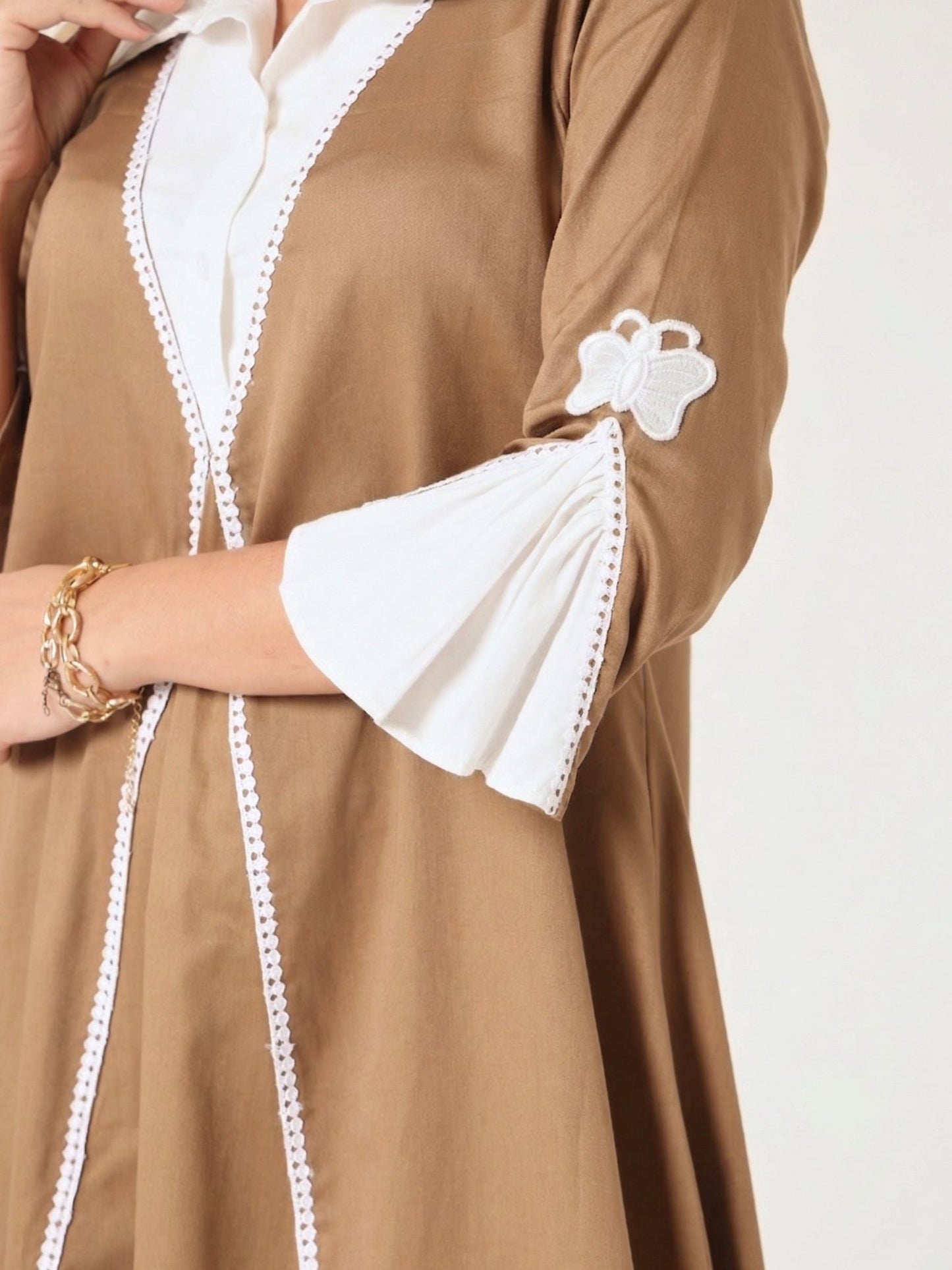 Coffee Glow Relaxed A - Line Midi Dress - Missova