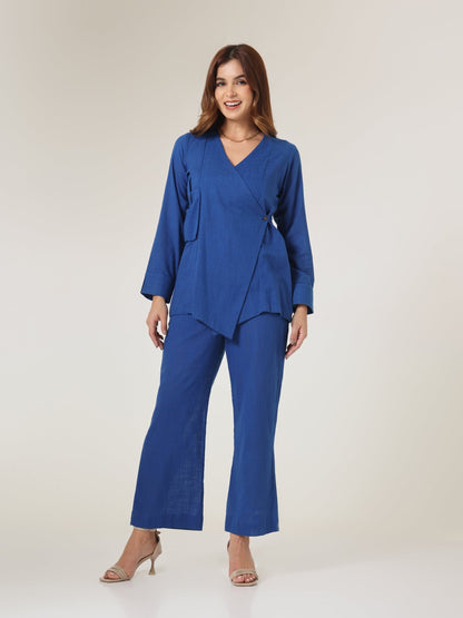Cyan Origami Asymm Wrap Top - Missova
