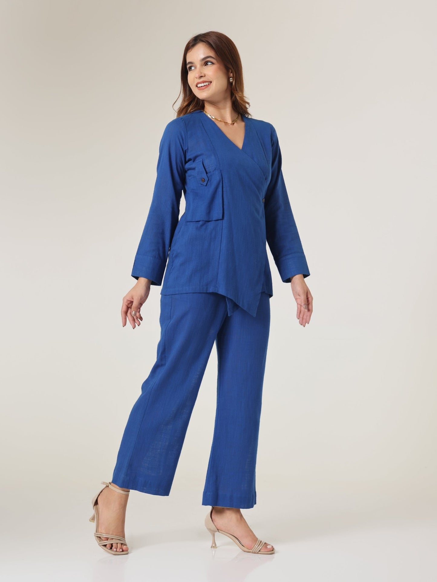Cyan Origami Asymm Wrap Top - Missova