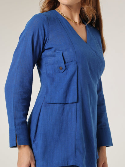 Cyan Origami Asymm Wrap Top - Missova