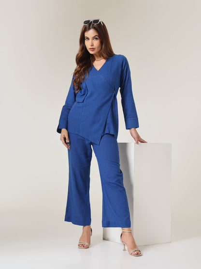 Cyan Origami Asymm Wrap Top - Missova