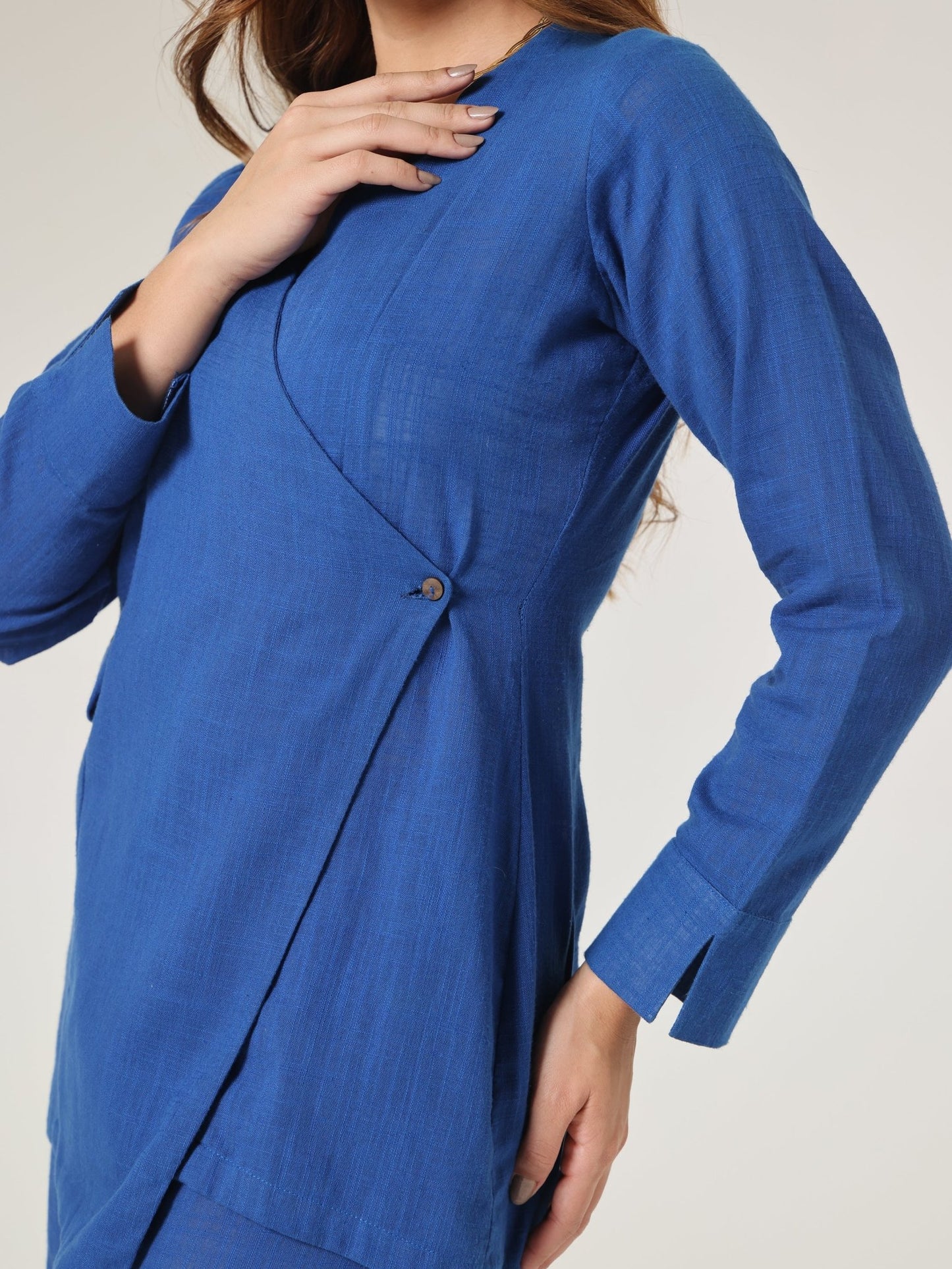 Cyan Origami Asymm Wrap Top - Missova