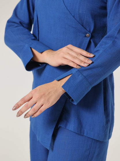 Cyan Origami Asymm Wrap Top - Missova