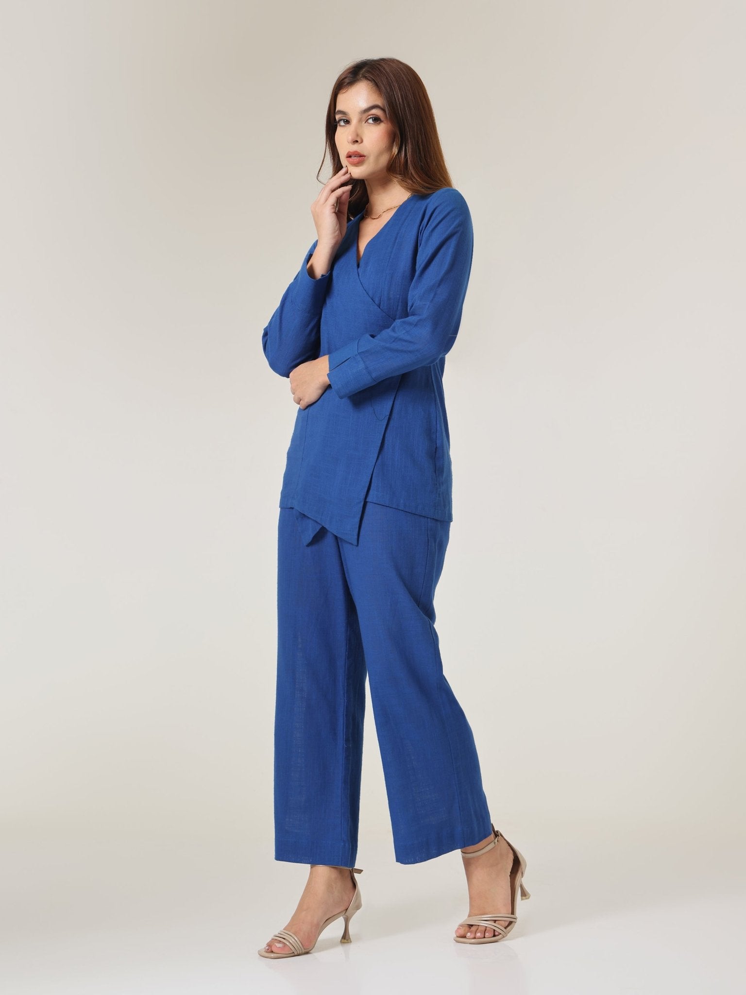 Cyan Relaxed Straight - Leg Trousers - Missova