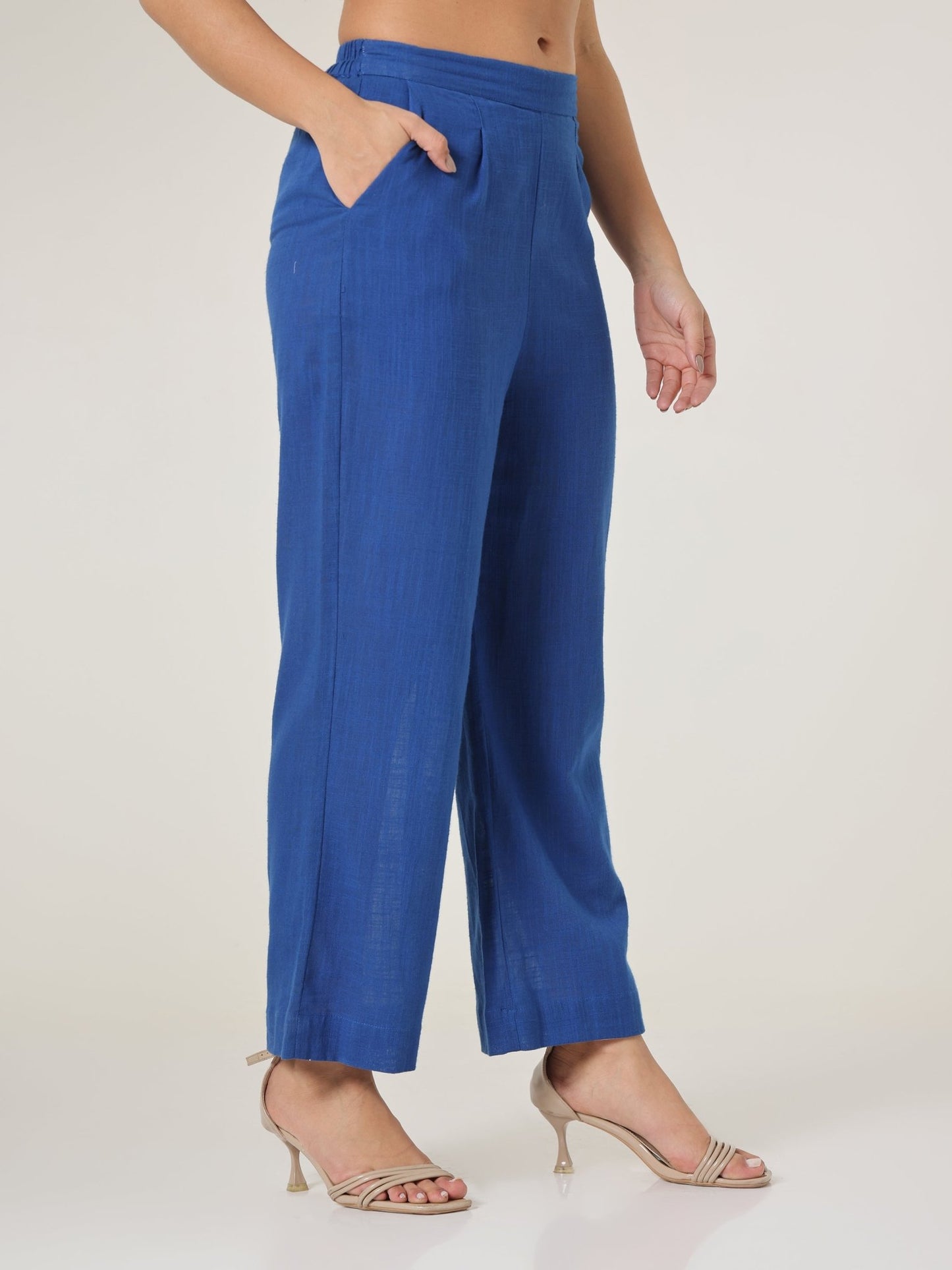 Cyan Relaxed Straight - Leg Trousers - Missova