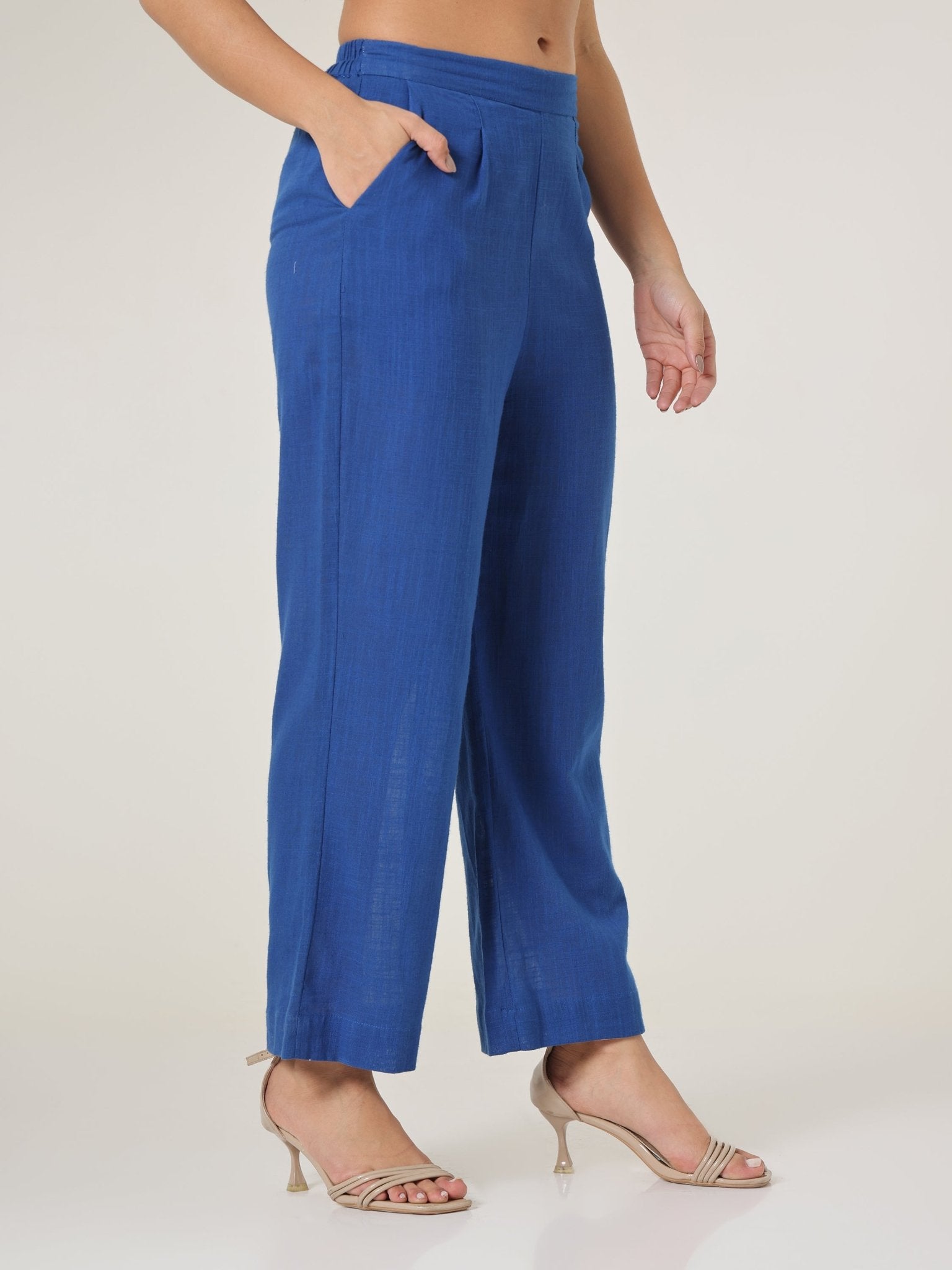 Cyan Relaxed Straight - Leg Trousers - Missova