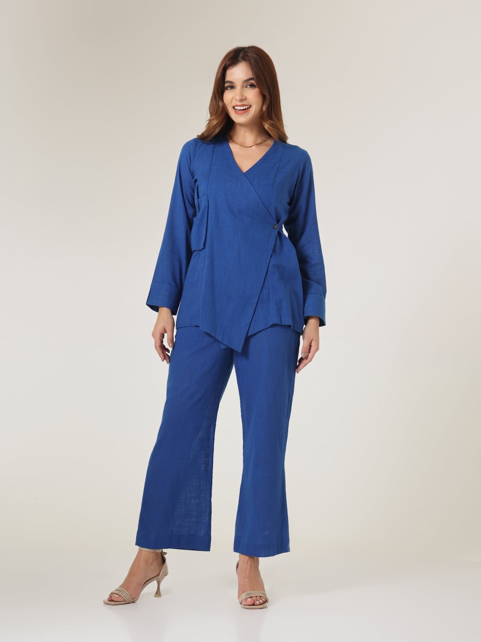 Cyan Relaxed Straight - Leg Trousers - Missova