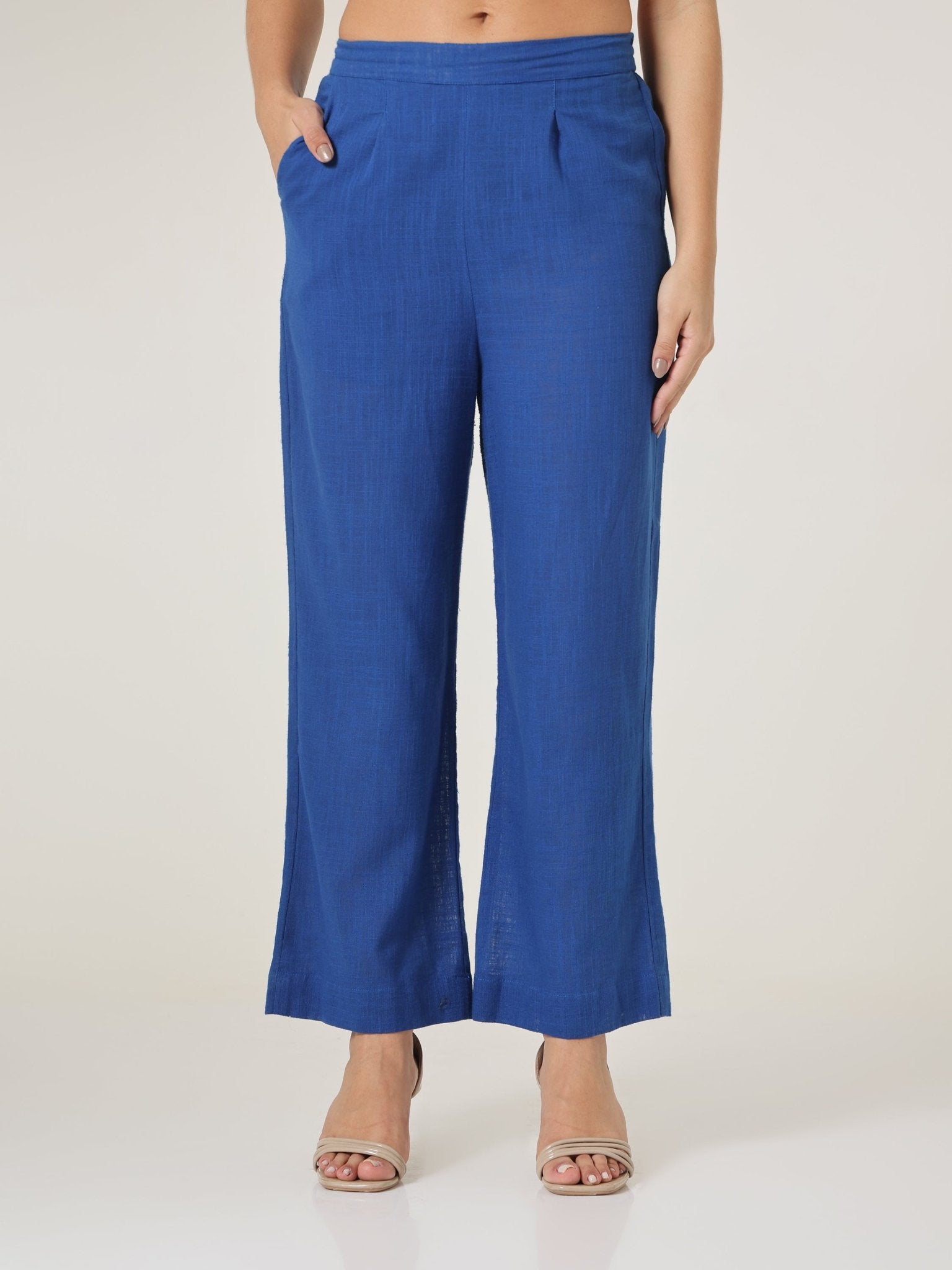 Cyan Relaxed Straight - Leg Trousers - Missova