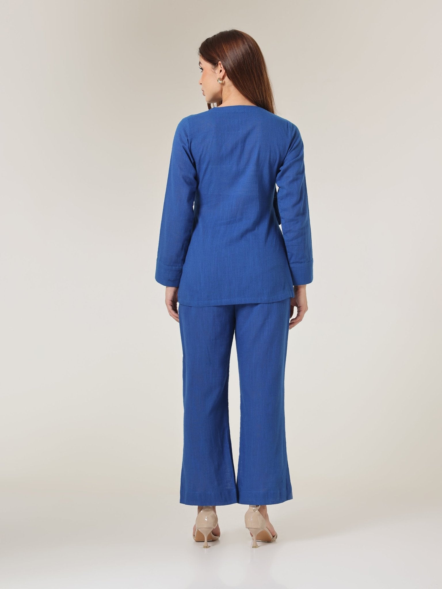 Cyan Relaxed Straight - Leg Trousers - Missova
