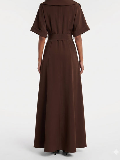 Emberline Belted Trench Maxi Dress - Missova