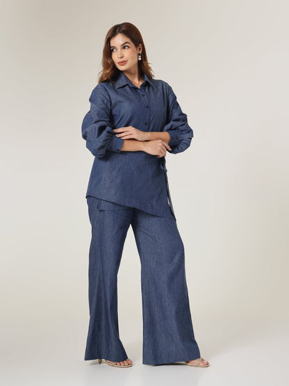 Indigo Asymm Side - Tie Wrap Top - Missova
