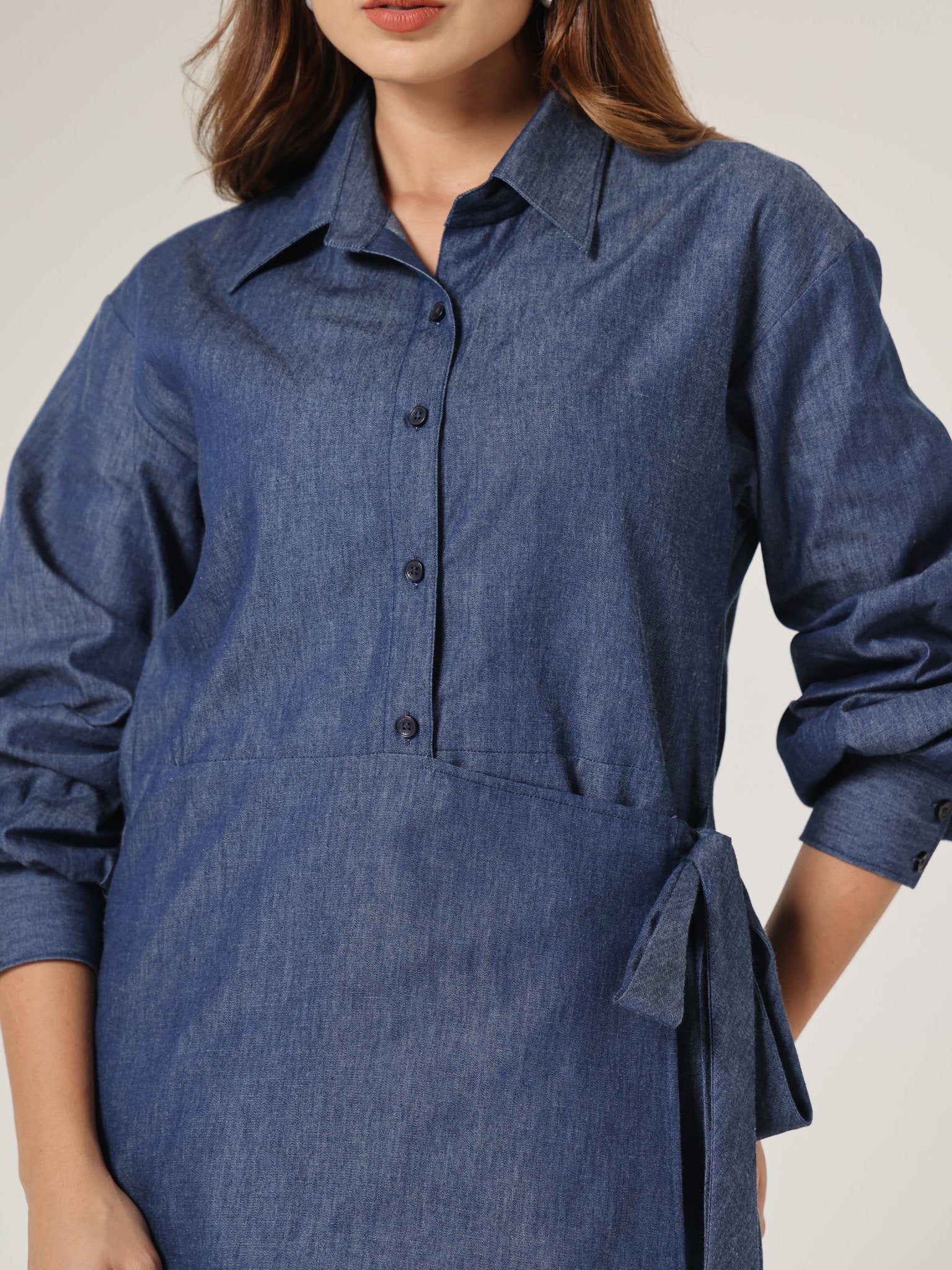 Indigo Asymm Side - Tie Wrap Top - Missova