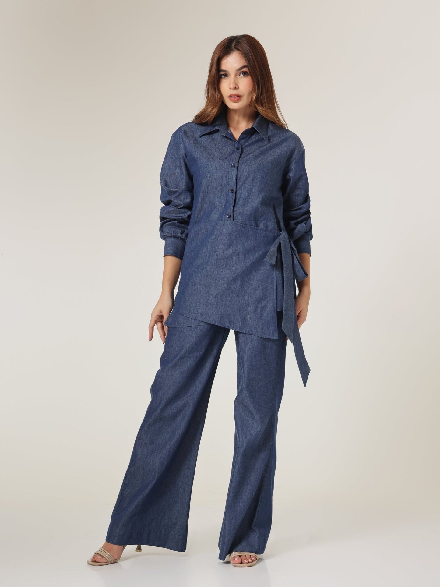 Indigo Asymm Side - Tie Wrap Top - Missova