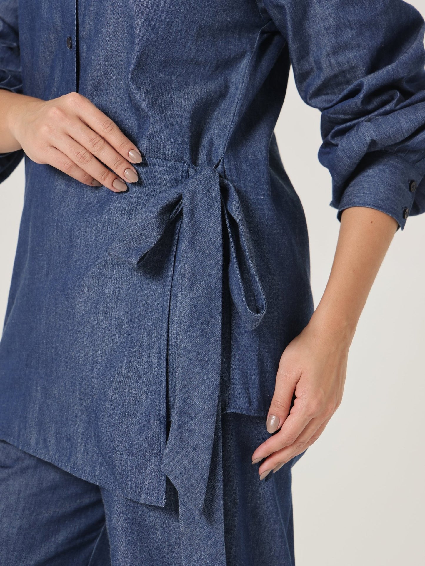 Indigo Asymm Side - Tie Wrap Top - Missova