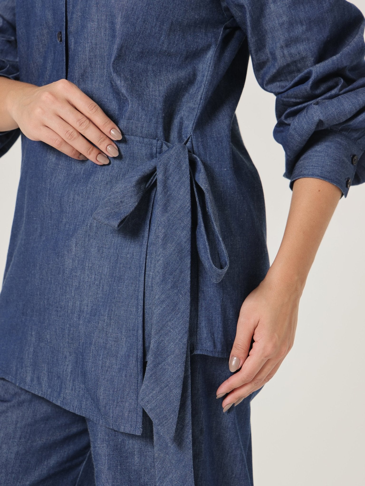 Indigo Asymm Side - Tie Wrap Top - Missova