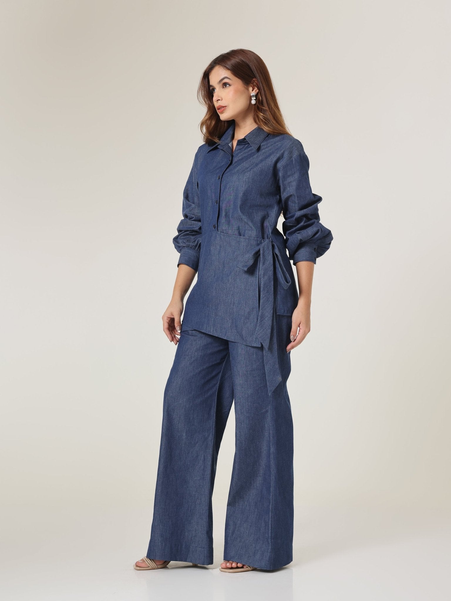 Indigo Asymm Side - Tie Wrap Top - Missova