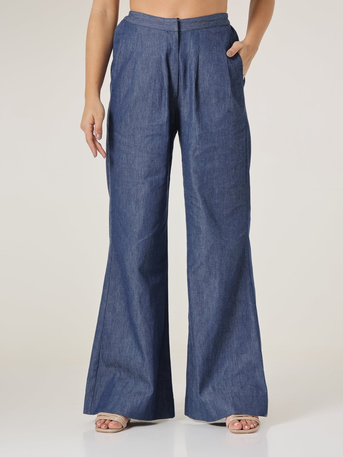 Indigo Fluid Relaxed Wide - Leg Pants - Missova