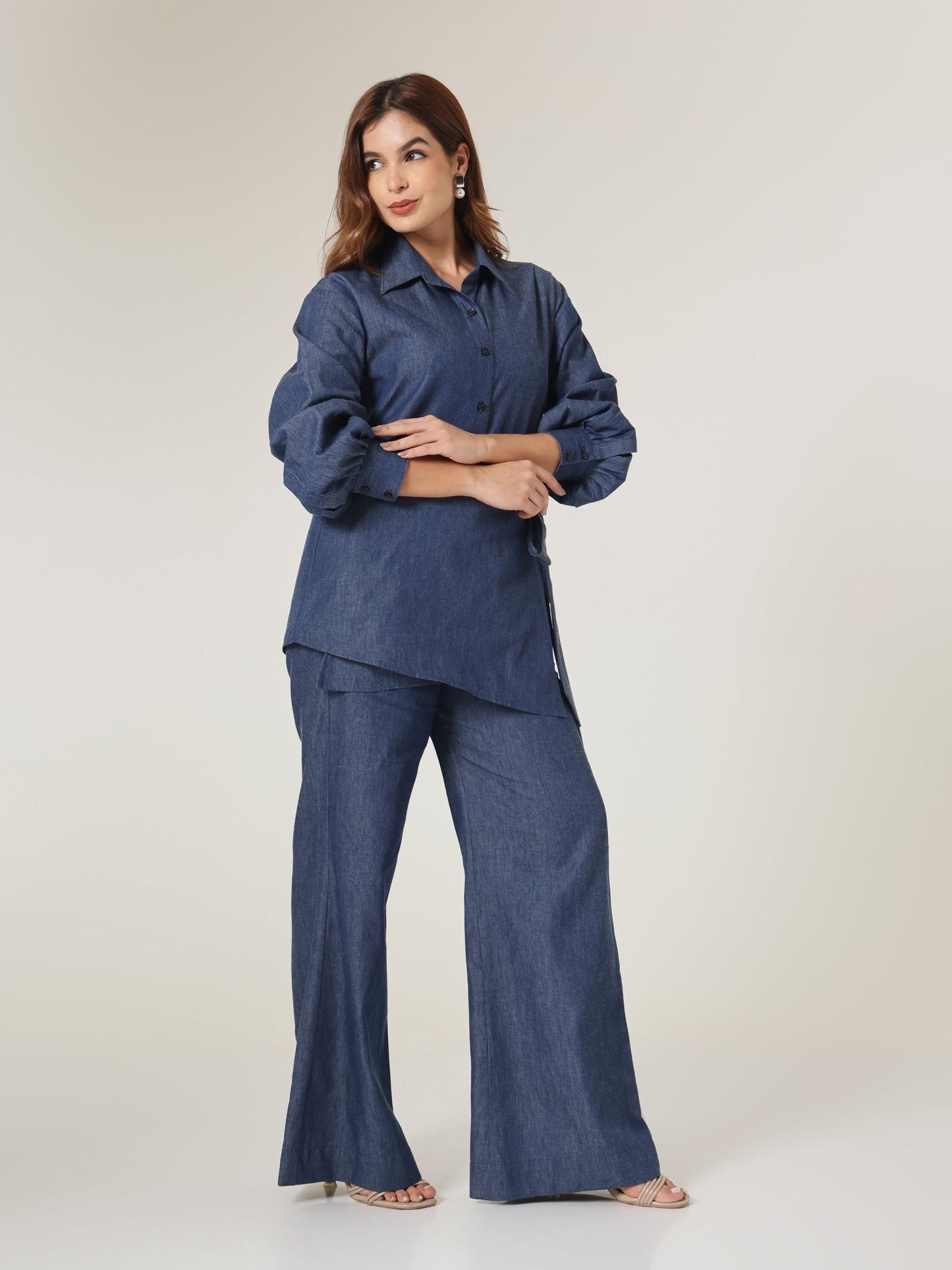 Indigo Fluid Relaxed Wide - Leg Pants - Missova