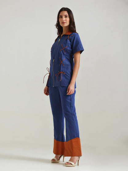 Kessa Contrast-Hem Straight Pants - Missova
