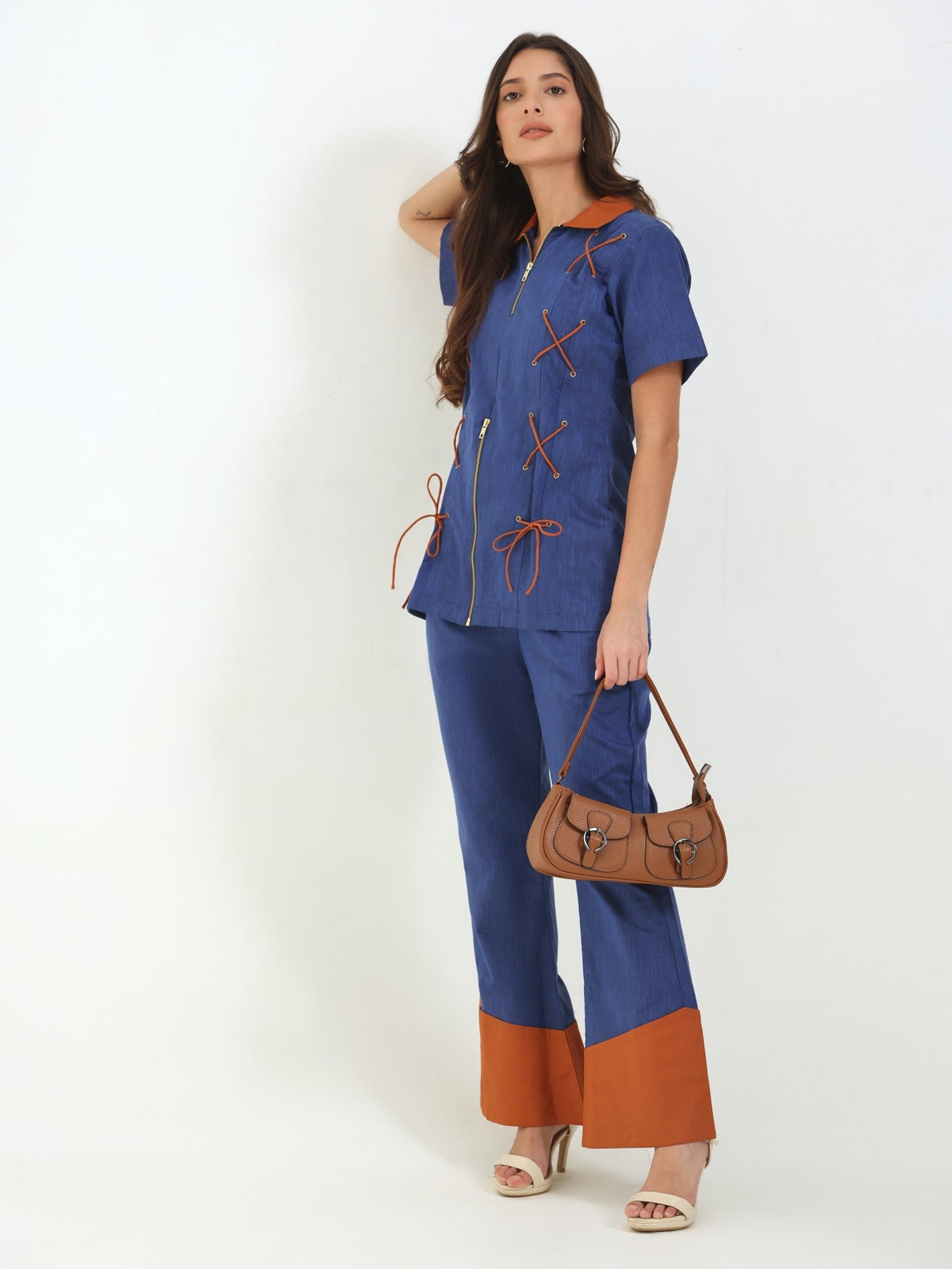 Kessa Zip-Front Lace-Up Top - Missova