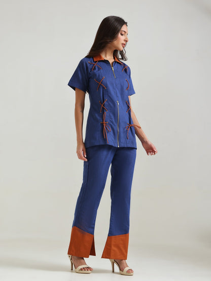 Kessa Contrast-Hem Straight Pants - Missova
