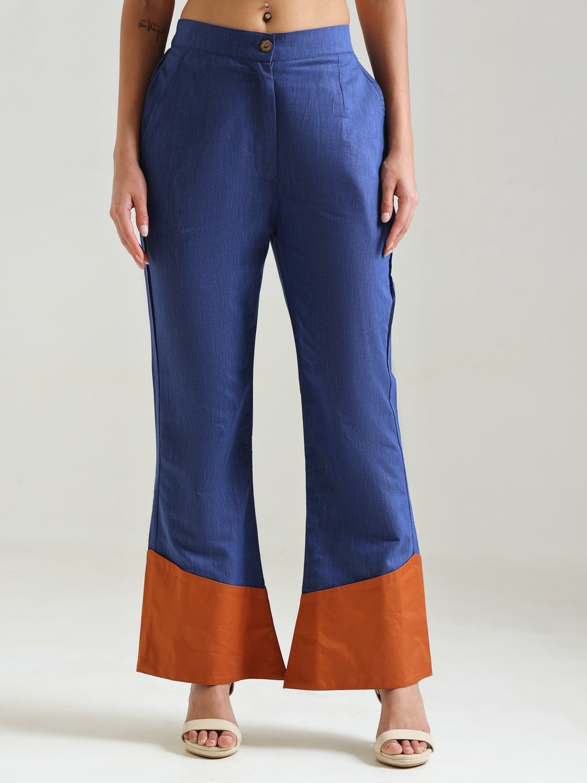 Kessa Contrast-Hem Straight Pants - Missova