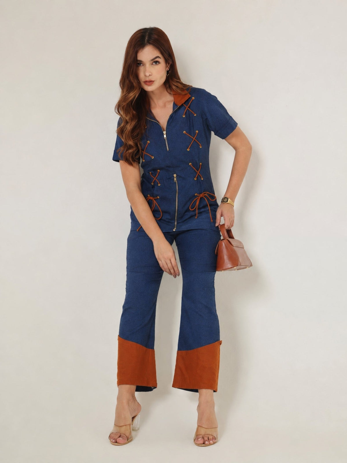 Kessa Contrast-Hem Straight Pants - Missova
