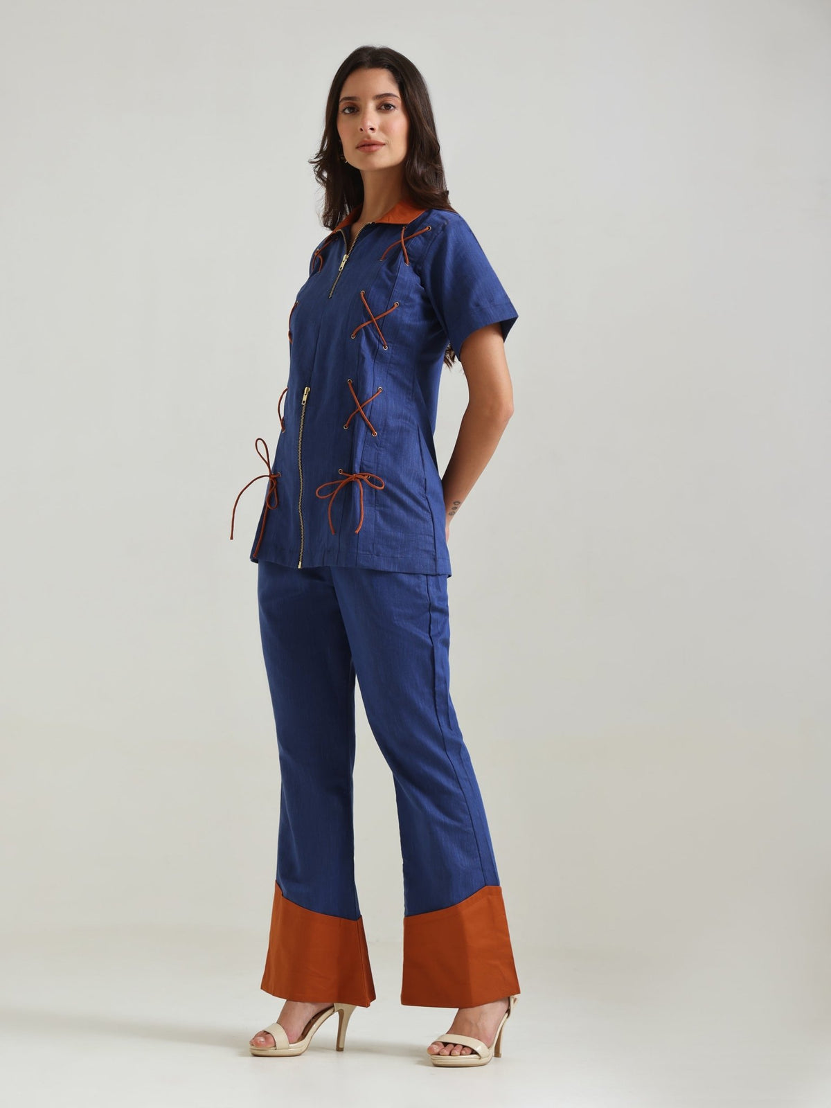 Kessa Contrast-Hem Straight Pants - Missova