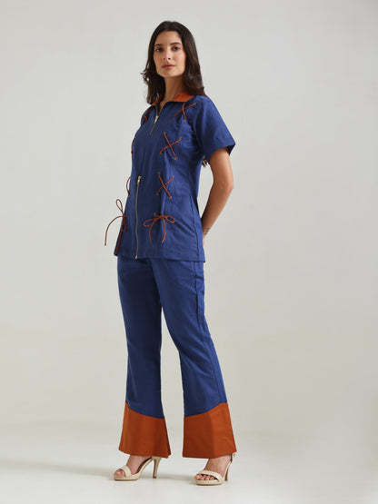 Kessa Contrast-Hem Straight Pants - Missova