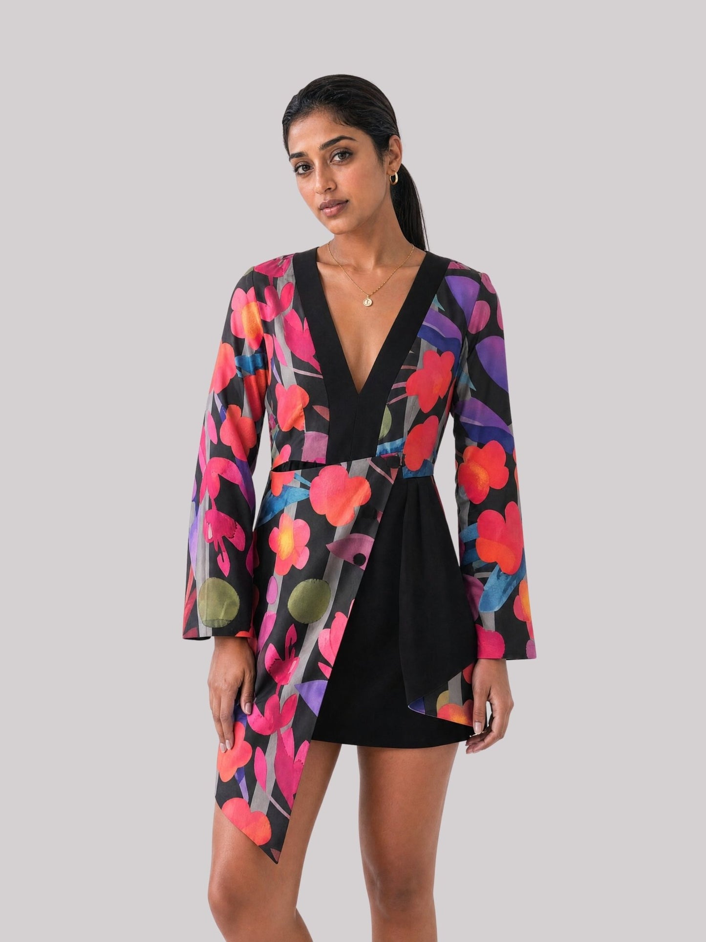 Kiko Digital Print Asymmetric Mini Dress - Missova