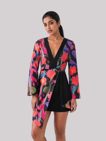 Kiko Digital Print Asymmetric Mini Dress - Missova