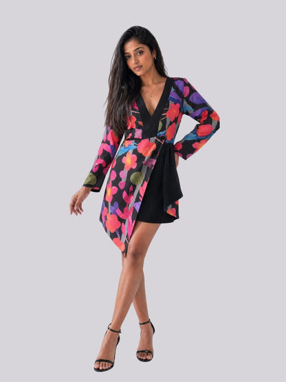 Kiko Digital Print Asymmetric Mini Dress - Missova